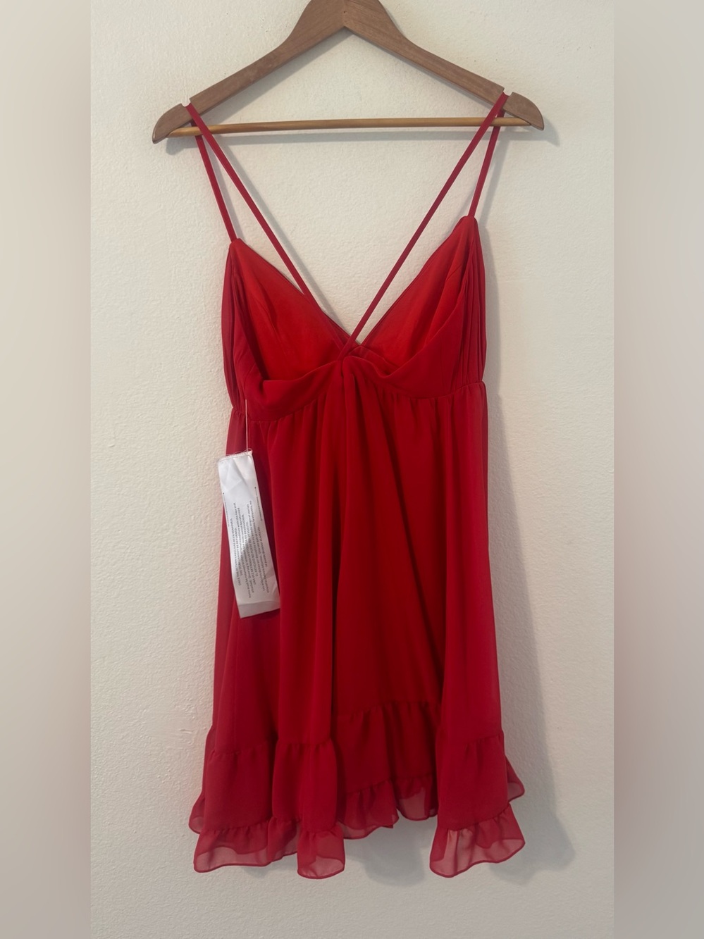 Ieena Mac Duggal Red V-Neck Spaghetti Strap A-Line Mini Dress Flirty NWT 4 - Picture 3 of 10